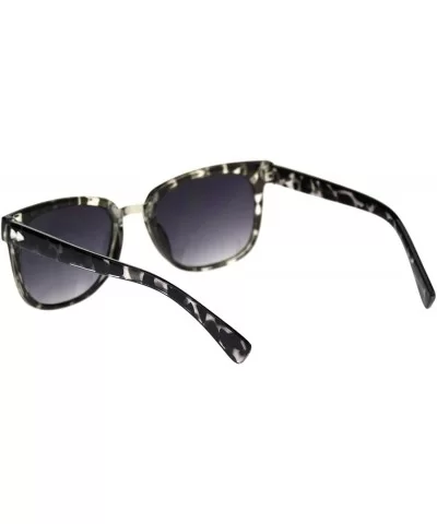 Retro Rewind Rectangular Horned Hipster Plastic Sunglasses - Black Tort Smoke - CX18RRSL8U0 $6.98 Rectangular