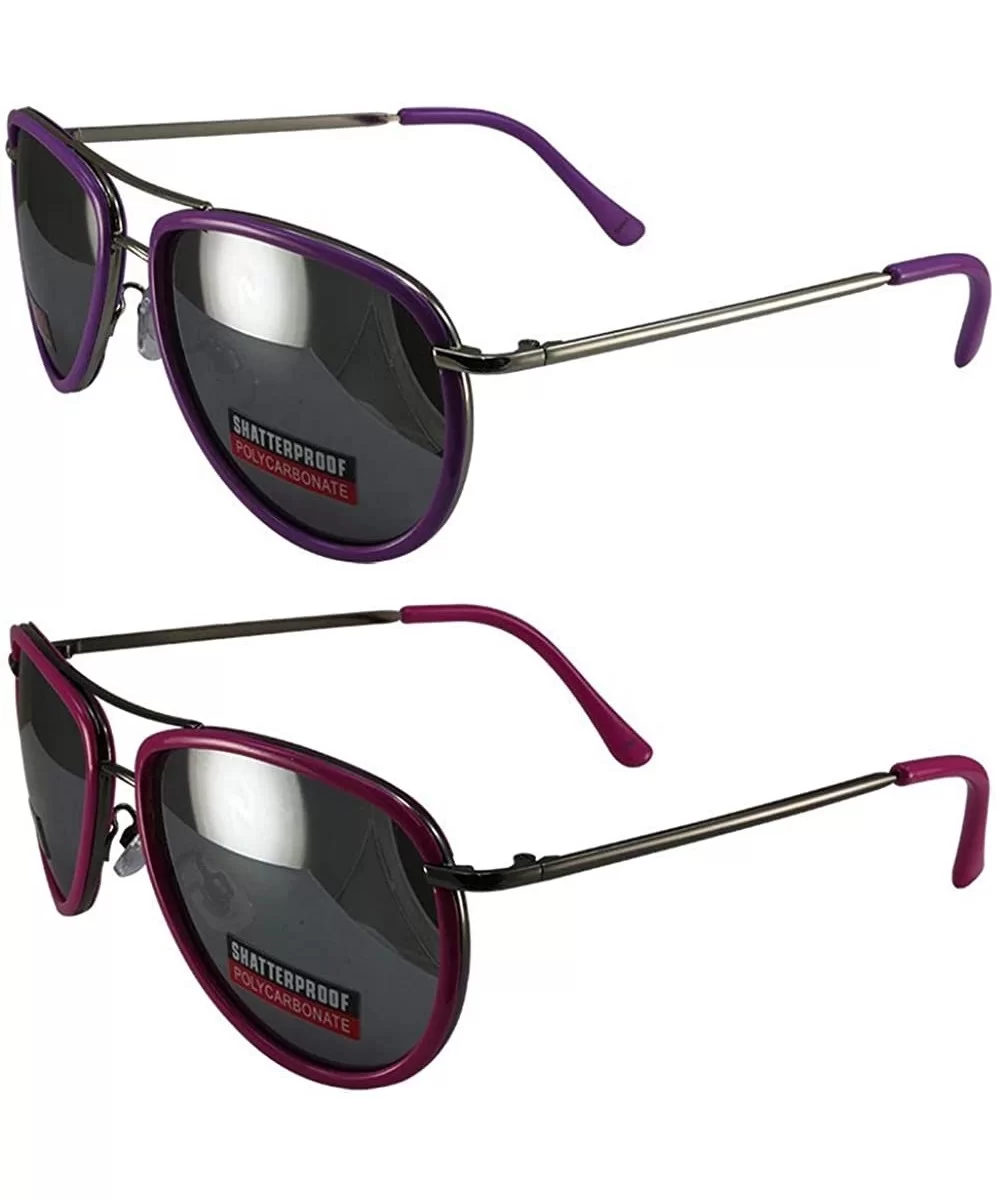 2 Pairs Swag Aviator B Fashion Sunglasses Purple Pink Frame Flash Mirror Lens - C818Z6Q0K65 $27.39 Aviator