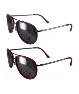 2 Pairs Swag Aviator B Fashion Sunglasses Purple Pink Frame Flash Mirror Lens - C818Z6Q0K65 $27.39 Aviator