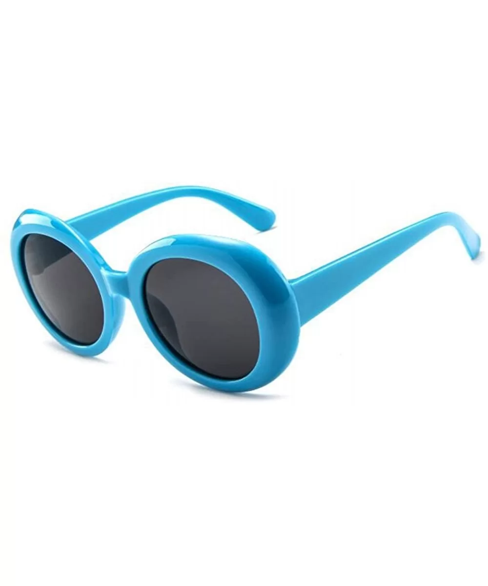 Round Oval Sunglasses Mod Style Retro Thick Frame Fashion eyewear - Blue Gray - CQ189U7XCI6 $17.85 Goggle