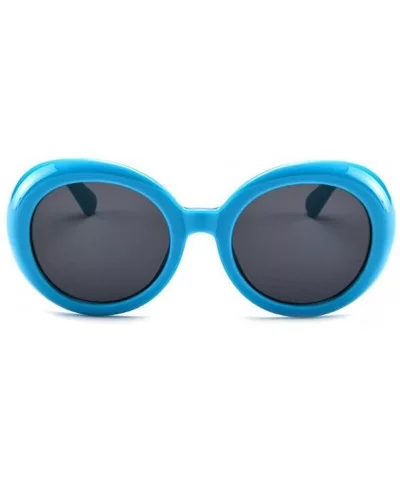 Round Oval Sunglasses Mod Style Retro Thick Frame Fashion eyewear - Blue Gray - CQ189U7XCI6 $17.85 Goggle