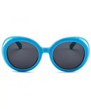 Round Oval Sunglasses Mod Style Retro Thick Frame Fashion eyewear - Blue Gray - CQ189U7XCI6 $17.85 Goggle