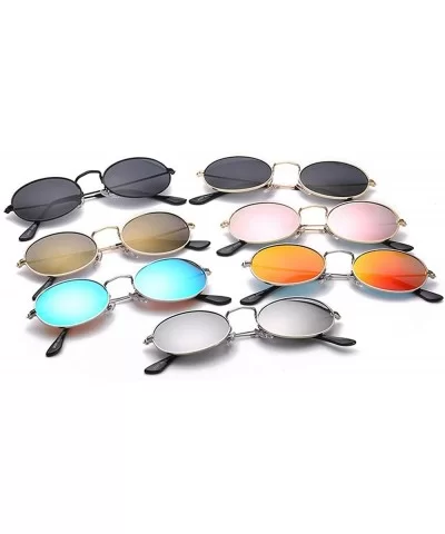 Stylish Sunglasses Metallic Round Frame Sunglasses Color Film Reflective Sunglasses Fashion Glasses - CI18TILSKGI $8.11 Goggle