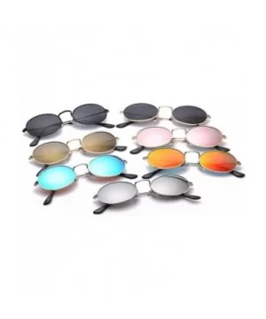 Stylish Sunglasses Metallic Round Frame Sunglasses Color Film Reflective Sunglasses Fashion Glasses - CI18TILSKGI $8.11 Goggle