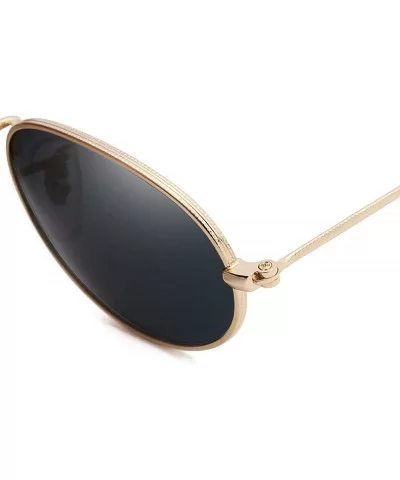 Stylish Sunglasses Metallic Round Frame Sunglasses Color Film Reflective Sunglasses Fashion Glasses - CI18TILSKGI $8.11 Goggle