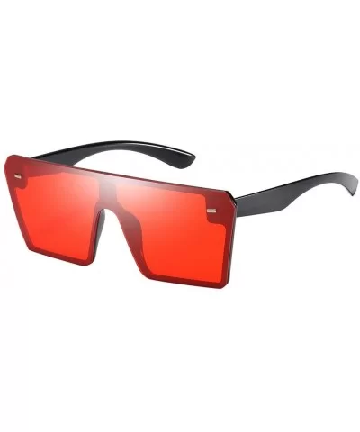 Unisex Oversize Square Sunglasses Glasses Shades Vintage Retro Style (D) - D - CB18UU8QTA0 $7.23 Sport