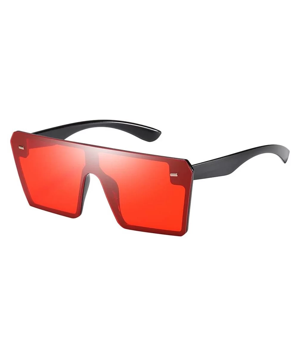 Unisex Oversize Square Sunglasses Glasses Shades Vintage Retro Style (D) - D - CB18UU8QTA0 $7.23 Sport