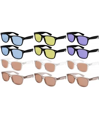 Wholesale 80's Retro Style Horned Rim Sunglasses Unisex Spring Hinge -12 Pack - N5401as-cr 12 Pack Mixed Colors - C018WTM3EMN...