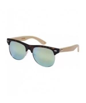 Bamboo Half Frame Mirrored Sunglasses 540908BM-REV - Demi/Yellow - C3124UIFW2Z $7.40 Rimless