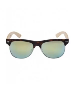 Bamboo Half Frame Mirrored Sunglasses 540908BM-REV - Demi/Yellow - C3124UIFW2Z $7.40 Rimless