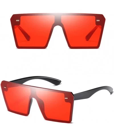 Unisex Oversize Square Sunglasses Glasses Shades Vintage Retro Style (D) - D - CB18UU8QTA0 $7.23 Sport