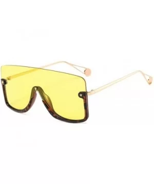 Flat Top Oversize One Piece Lens Goggle Sunglasses Women Retro Shield Visor Sunglasses Mens Goggle - Yellow - C11939S9NKW $10...