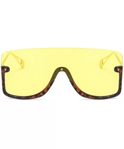 Flat Top Oversize One Piece Lens Goggle Sunglasses Women Retro Shield Visor Sunglasses Mens Goggle - Yellow - C11939S9NKW $10...