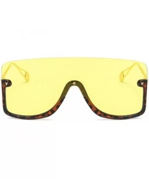 Flat Top Oversize One Piece Lens Goggle Sunglasses Women Retro Shield Visor Sunglasses Mens Goggle - Yellow - C11939S9NKW $10...