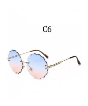 Fashion Flight Style Sunglasses Women Brand Design Flower Round Rimless 8838 C1 - 8838 C6 - C618YZWRTGK $6.03 Rimless