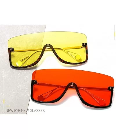 Flat Top Oversize One Piece Lens Goggle Sunglasses Women Retro Shield Visor Sunglasses Mens Goggle - Yellow - C11939S9NKW $10...