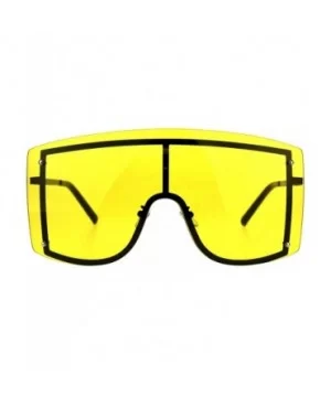 SUPER Oversized Shield Sunglasses Womens Fashion Cover Shades Color Lens - Black (Yellow) - CT18DSDEQZW $13.01 Shield