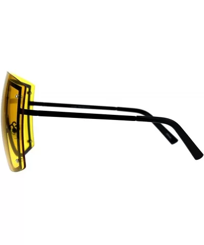 SUPER Oversized Shield Sunglasses Womens Fashion Cover Shades Color Lens - Black (Yellow) - CT18DSDEQZW $13.01 Shield