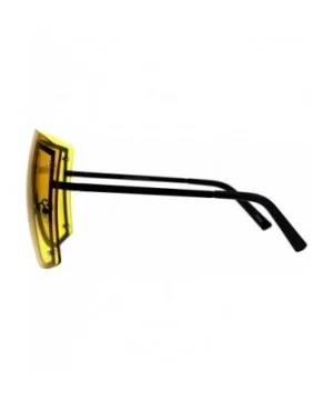 SUPER Oversized Shield Sunglasses Womens Fashion Cover Shades Color Lens - Black (Yellow) - CT18DSDEQZW $13.01 Shield