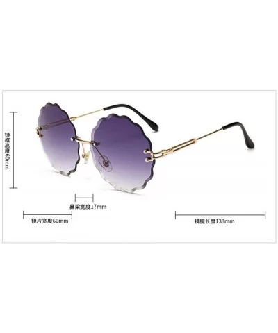 Fashion Flight Style Sunglasses Women Brand Design Flower Round Rimless 8838 C1 - 8838 C6 - C618YZWRTGK $6.03 Rimless