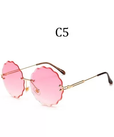 Fashion Flight Style Sunglasses Women Brand Design Flower Round Rimless 8838 C1 - 8838 C6 - C618YZWRTGK $6.03 Rimless