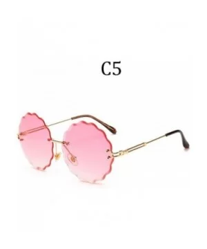 Fashion Flight Style Sunglasses Women Brand Design Flower Round Rimless 8838 C1 - 8838 C6 - C618YZWRTGK $6.03 Rimless