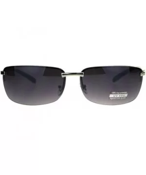 Rimless Rectangular Mens Agent Designer Narrow Metal Sunglasses - Smoke - C8186H63URG $7.36 Rectangular