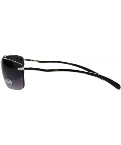 Rimless Rectangular Mens Agent Designer Narrow Metal Sunglasses - Smoke - C8186H63URG $7.36 Rectangular