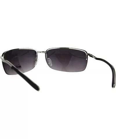 Rimless Rectangular Mens Agent Designer Narrow Metal Sunglasses - Smoke - C8186H63URG $7.36 Rectangular