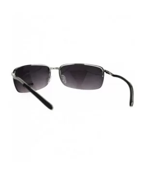 Rimless Rectangular Mens Agent Designer Narrow Metal Sunglasses - Smoke - C8186H63URG $7.36 Rectangular