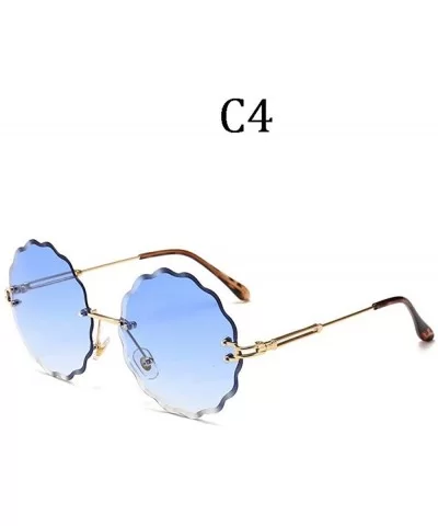 Fashion Flight Style Sunglasses Women Brand Design Flower Round Rimless 8838 C1 - 8838 C6 - C618YZWRTGK $6.03 Rimless