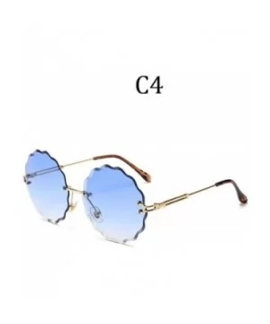 Fashion Flight Style Sunglasses Women Brand Design Flower Round Rimless 8838 C1 - 8838 C6 - C618YZWRTGK $6.03 Rimless