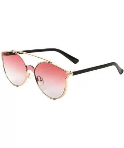 Oceanic Color Flat Top Bar One Piece Shield Lens Sharp Cat Eye Sunglasses - Red Smoke - CY1907SO4OI $10.81 Shield