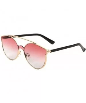 Oceanic Color Flat Top Bar One Piece Shield Lens Sharp Cat Eye Sunglasses - Red Smoke - CY1907SO4OI $10.81 Shield