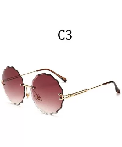 Fashion Flight Style Sunglasses Women Brand Design Flower Round Rimless 8838 C1 - 8838 C6 - C618YZWRTGK $6.03 Rimless