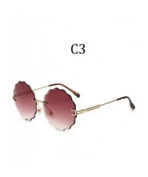 Fashion Flight Style Sunglasses Women Brand Design Flower Round Rimless 8838 C1 - 8838 C6 - C618YZWRTGK $6.03 Rimless