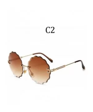 Fashion Flight Style Sunglasses Women Brand Design Flower Round Rimless 8838 C1 - 8838 C6 - C618YZWRTGK $6.03 Rimless