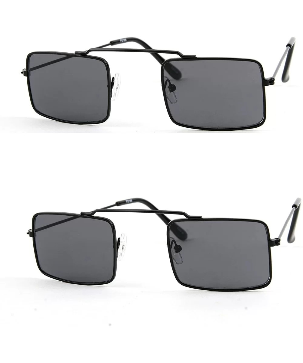 Hippie Retro Square Gothic Vampire Sunglasses P2196 (2PCS) - 2 Pcs Black-smoke Lens & Black-smoke Lens - CT12EXHZU0R $7.98 Sq...