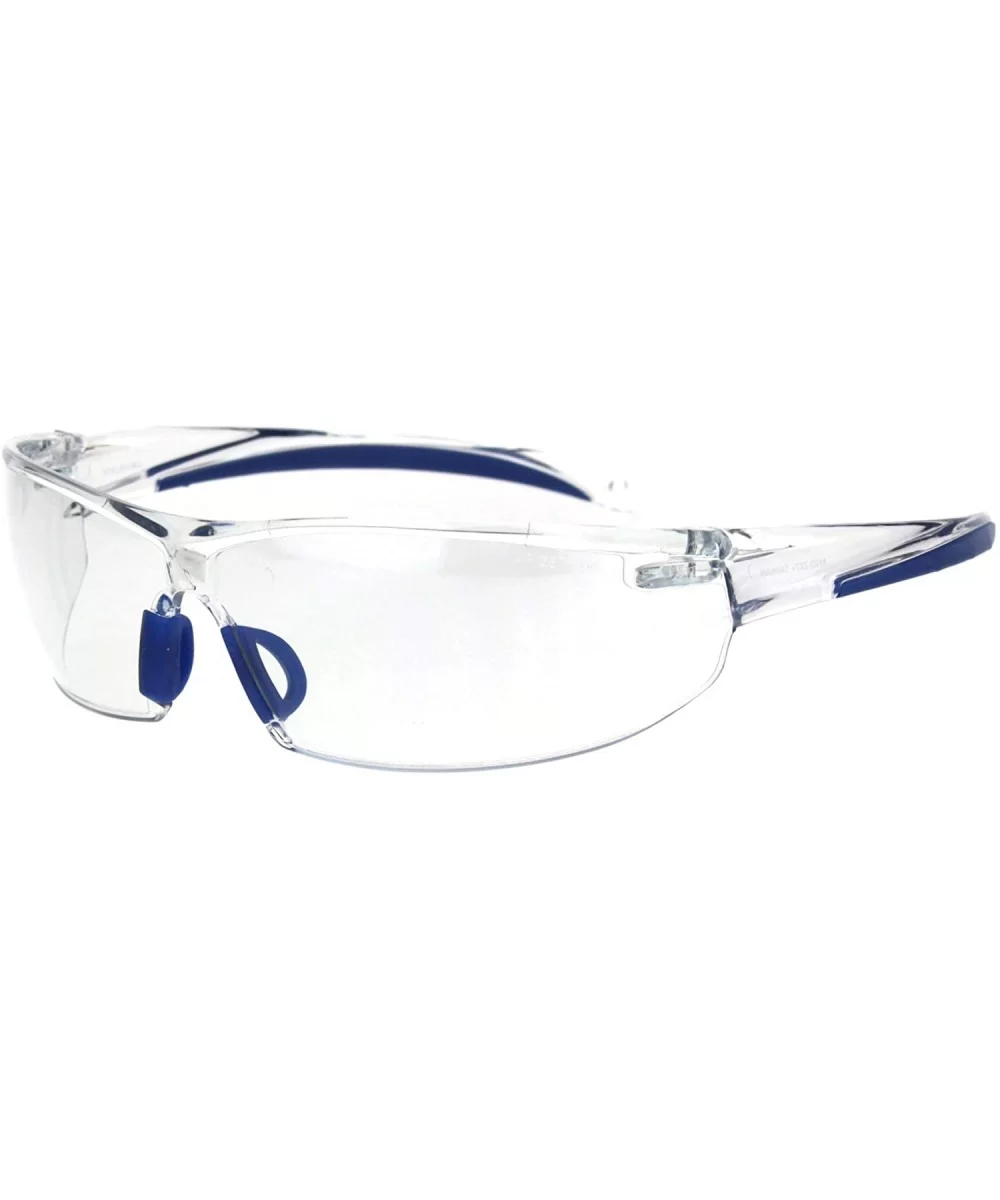 ANSI Z87+ U6 Protective Safety Glasses Clear Lens Light Wrap Around Frame - Blue (Clear) - C318QUNZDLC $7.13 Wrap