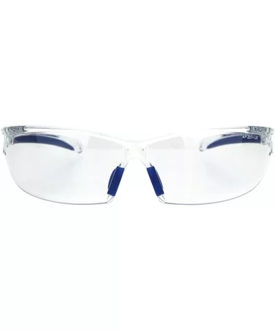 ANSI Z87+ U6 Protective Safety Glasses Clear Lens Light Wrap Around Frame - Blue (Clear) - C318QUNZDLC $7.13 Wrap