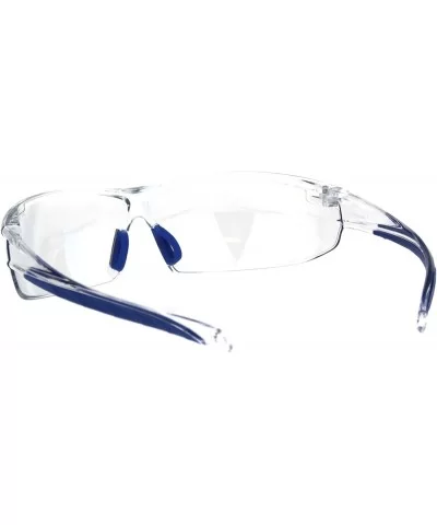 ANSI Z87+ U6 Protective Safety Glasses Clear Lens Light Wrap Around Frame - Blue (Clear) - C318QUNZDLC $7.13 Wrap