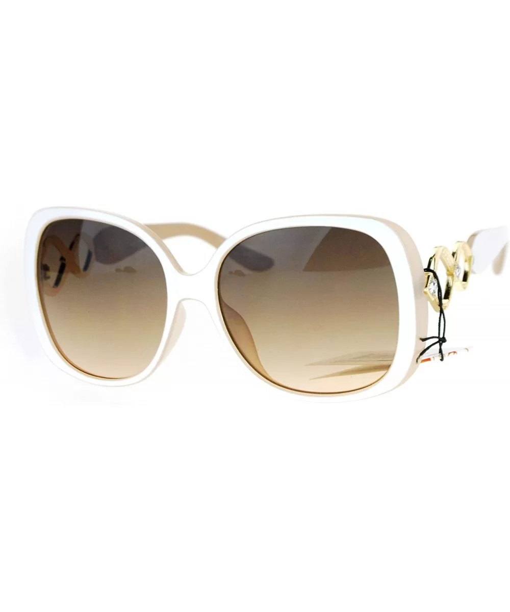 Womens Oversized Rhinestone Bling Arm Diva Butterfly Sunglasses - White Beige Smoke - C512O5HSIAF $7.12 Butterfly