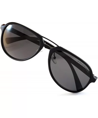 Unisex Double Bridge Polarized Sunglasses - Black/ Black Smoke - CU1858KZNZ3 $6.35 Aviator