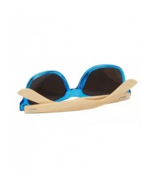 Unisex Wooden Bamboo Sunglasses Temples Classic Retro Designer 60mm - Blue/Blue - CD12EMXXJS7 $7.81 Wayfarer