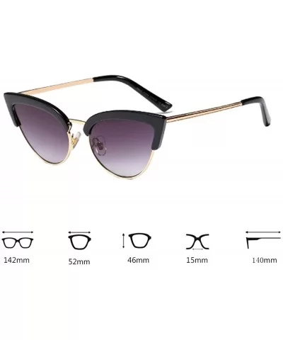 Women's Fashion Resin Cat Eye Half-Frame UV400 Protection Sunglasses - Black Gray - C718W9KHYNN $24.22 Cat Eye