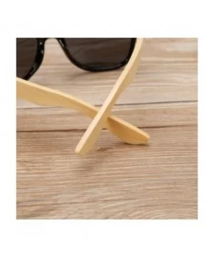 Unisex Wooden Bamboo Sunglasses Temples Classic Retro Designer 60mm - Blue/Blue - CD12EMXXJS7 $7.81 Wayfarer