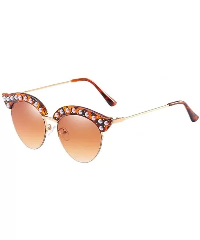 Candy Color Half-frame Style Eyewear Sunglasses for Women Cat Eyes with Case - Brown - CL18DLRXN33 $13.21 Sport