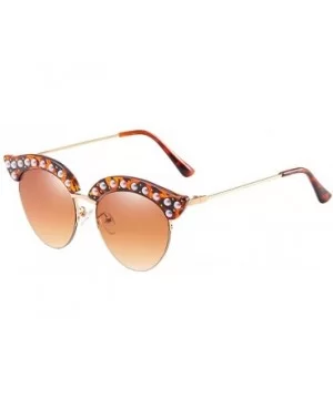 Candy Color Half-frame Style Eyewear Sunglasses for Women Cat Eyes with Case - Brown - CL18DLRXN33 $13.21 Sport