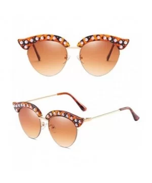 Candy Color Half-frame Style Eyewear Sunglasses for Women Cat Eyes with Case - Brown - CL18DLRXN33 $13.21 Sport