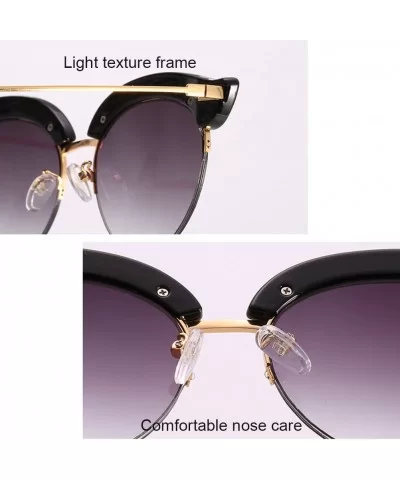 Candy Color Half-frame Style Eyewear Sunglasses for Women Cat Eyes with Case - Brown - CL18DLRXN33 $13.21 Sport